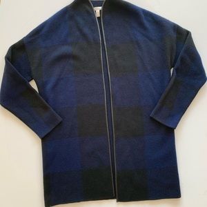 Nordstrom Collections cashmere blue & black Buffalo plaid cardigan sweater XS